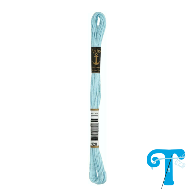 Fio de bordado Anchor azul claro com etiquetas e código de barras