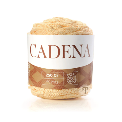 Bobina de fio bege 100% poliéster com etiqueta