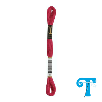 Skein de fio para bordado rosa escuro com etiquetas preta e branca