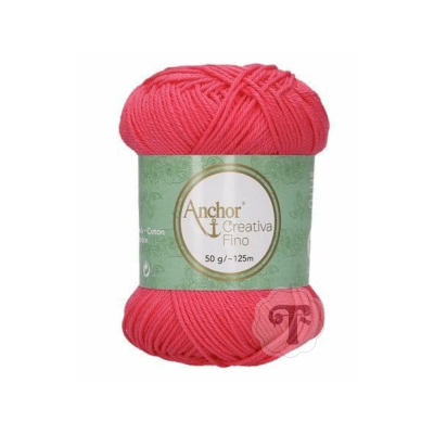 Novelo de lã rosa Anchor Creativa Fino com rótulo verde