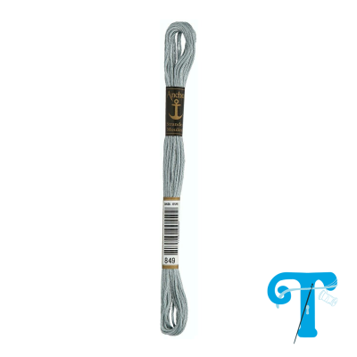 Skein de fio cinza claro Anchor para bordar com etiquetas e código de barras