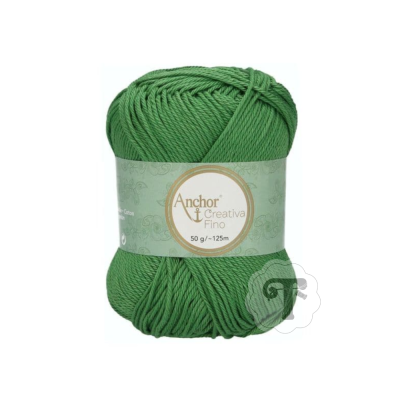 Novelo de lã verde Anchor Creativa Fino com rótulo cinzento claro