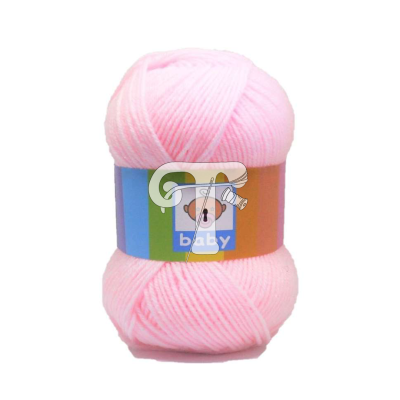 Ovillo de lã cor-de-rosa claro para bebé com etiqueta colorida e urso