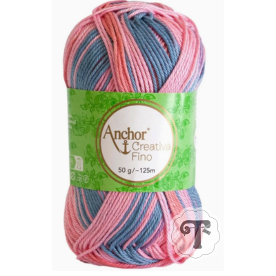 Novelo de fio Anchor Creativa Fino colorido com rótulo verde