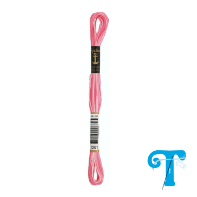 Fio de bordado cor-de-rosa com etiquetas da marca Anchor