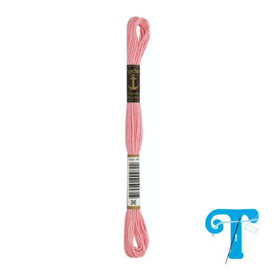 Skein de linha para bordar cor-de-rosa com rótulo
