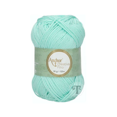 Novelo de lã verde água com rótulo Anchor Creativa Fino