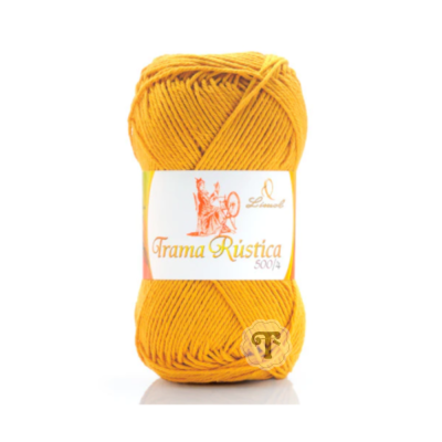 Novelo de lã amarelo Trama Rústica 500/4 com etiqueta branca