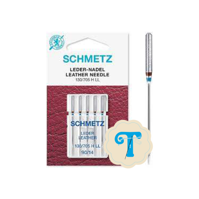 Pacote de agulhas para máquina de costura Schmetz para couro, tamanho 90/14