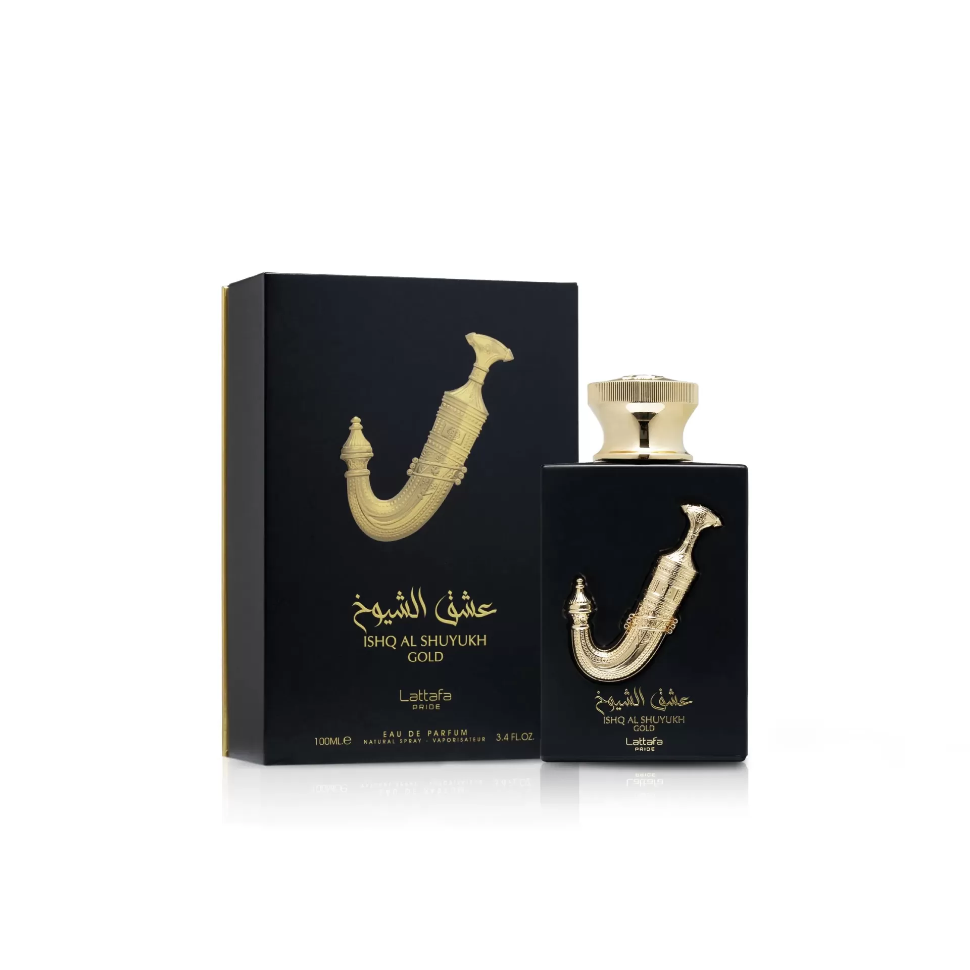 Perfume árabe Ishq Al Shuyukh LAttafa Pride bottle and box