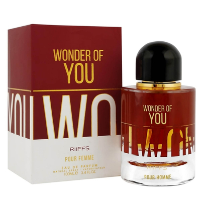 Perfume Wonder of You RiiFFS para homem e mulher com embalagem vermelha e branca