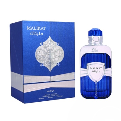 Frasco e caixa azul de perfume MALIKAT NUSUK