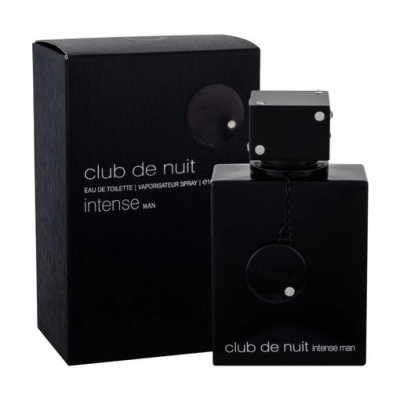 Frasco e caixa de perfume preto Club de Nuit intense man