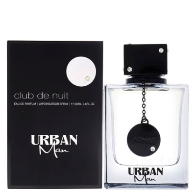 Perfume Urban Man Club de Nuit em frasco de vidro com caixa preta