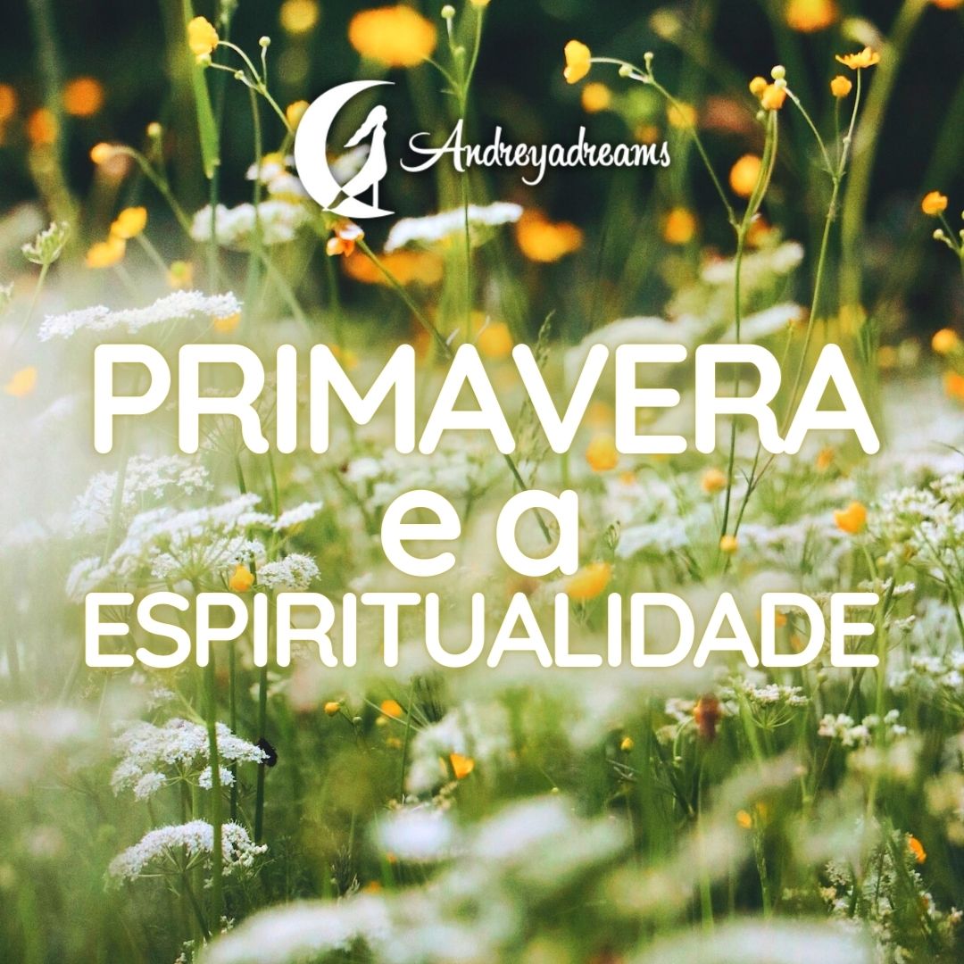 Primavera e a Espiritualidade flores amarelas e brancas com texto Primavera e a Espiritualidade