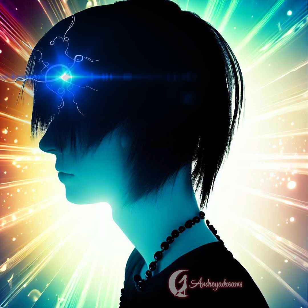 EMO rapaz de lado com envolvente espiritual