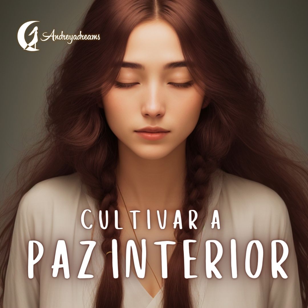 Jovem com olhos fechados e cabelo trançado, texto 'CULTIVAR A PAZ INTERIOR'
