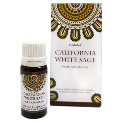 Frasco de óleo aromático California White Sage e caixa decorada