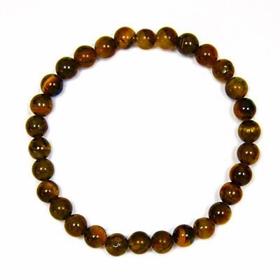 Pulseira de contas redondas em pedra castanha