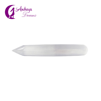 Bastão branco translúcido com ponta afilada e logotipo Andreya Dreams