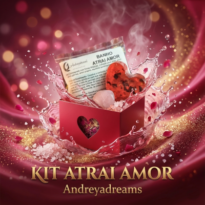 Kit Atrai Amor com sais de banho, sabonete coração vermelho e embalagem vermelha com coração