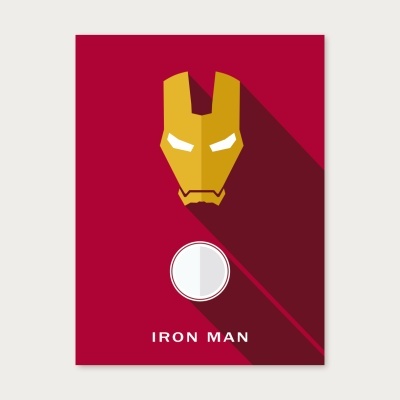 Imagem gráfica com máscara do Iron Man e texto IRON MAN