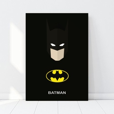 Poster minimalista do Batman com símbolo e texto