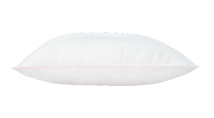 Almofada branca retangular com costura rosa