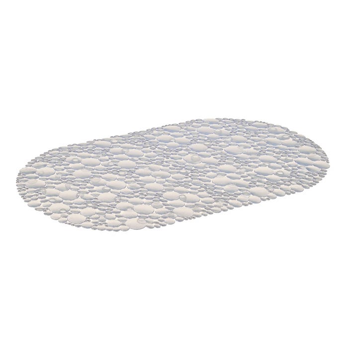 Tapete branco oval antiderrapante com padrão de círculos para casa de banho