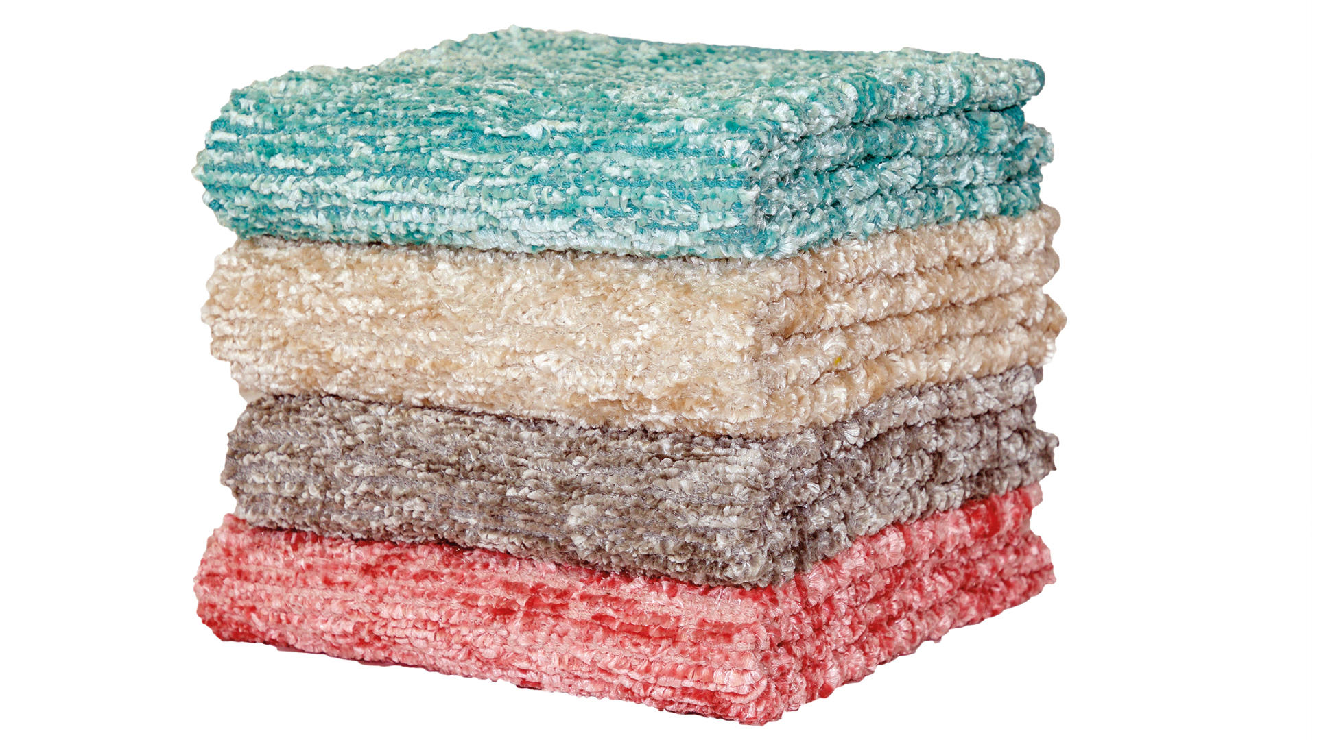 Conjunto de quatro toalhas coloridas empilhadas