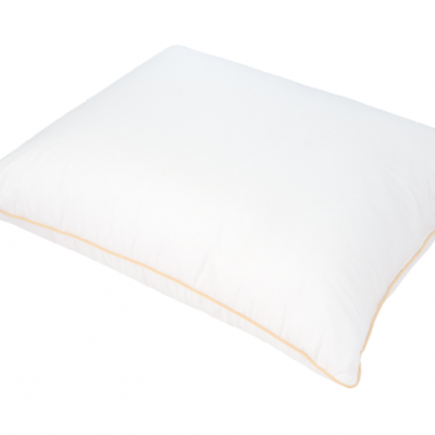 Almofada branca retangular com costura bege