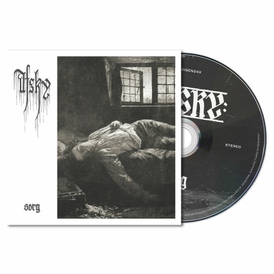 Capa e CD de álbum musical com design preto e branco e texto gótico