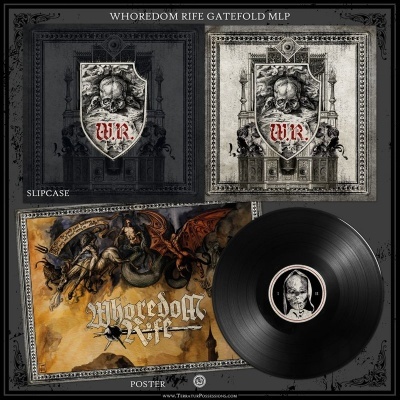 Conjunto de vinil, capa dupla e poster do álbum Whoredom Rife Gatefold MLP