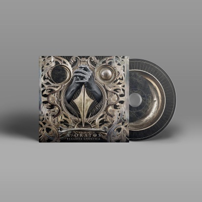 CD com capa decorativa em preto e dourado e texto A̷ORATOS ECCLESIA GNOSTICA