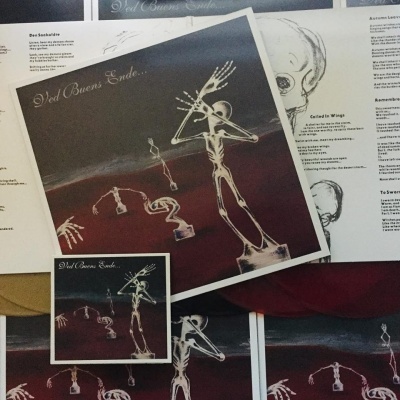 Conjunto de artigos com ilustração de esqueletos e texto 'Vol Buenos Ende...'