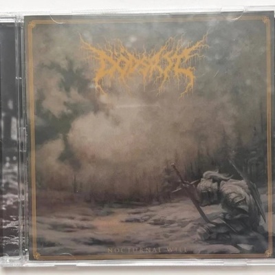 Capa de CD com figura ajoelhada em ambiente nebuloso e texto NOCTURNAL WILL