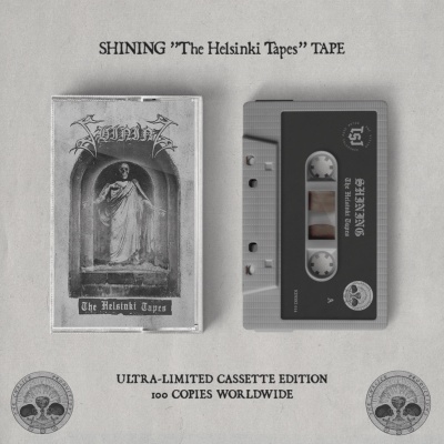 cassete de áudio Shining The Helsinki Tapes com estojo e texto explicativo