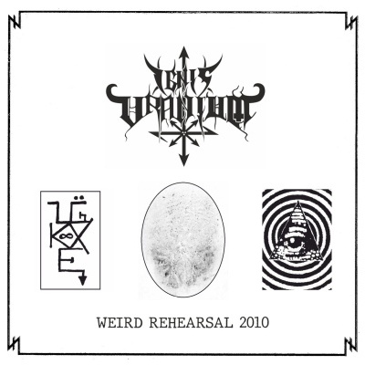 Capa com logotipo, três símbolos e texto WEIRD REHEARSAL 2010