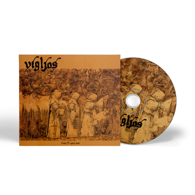 CD Vigilos Tome II: ignis sacer com capa castanha e arte de figuras encapuzadas e criaturas demoníacas desenhadas.