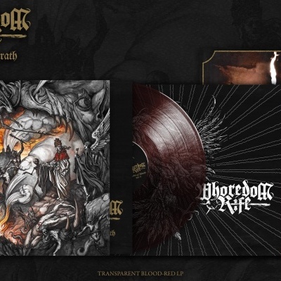 Conjunto de vinil 'WHOREDOOM RIFE Winds of Wrath' com capa artística e disco transparante