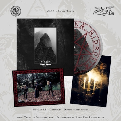 Conjunto Music LP e posters com design obscuro e símbolos