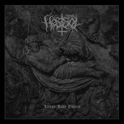 Capa de álbum preto e cinzento com escultura e texto 'Länge Leve Döden'