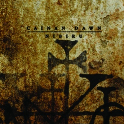 Capa de álbum envelhecida com texto e símbolos escuros sobre fundo castanho texturizado