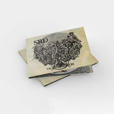 Dois CDs ou DVDs com capas destacando figuras humanas e texto SRD VRA VMISSION