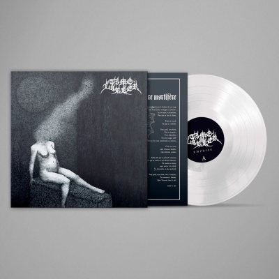 Disco vinil branco com capa preta e branca e texto EMPRISE