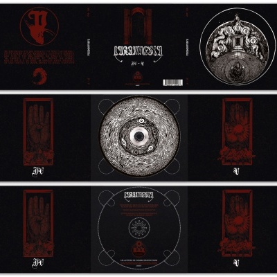Capa de CD com arte abstrata em preto, branco e vermelho com texto em francês e código de barras