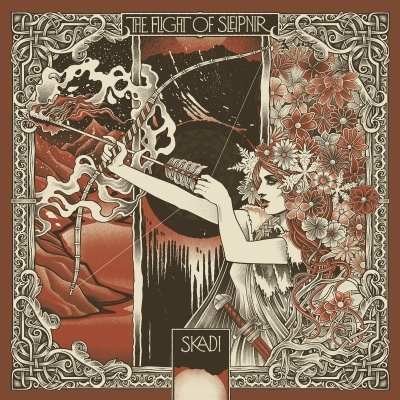 Ilustração de mulher com arco e flecha rodeada por flores e texto decorativo