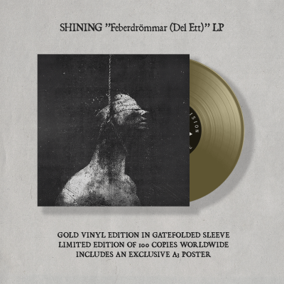 LP SHINING Feberdrömmar capa com figura humana e disco vinil dourado