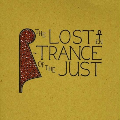 Fundo amarelo com texto preto estilizado e figura vermelha com padrões brancos