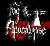 Texto estilizado 'fog of the Apocalypse' com cruz branca sobre fundo negro